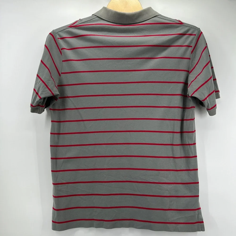 Polo Ralph Lauren Polo Shirt Mens XLT Grey Red Striped Cotton Tall Short Sleeve